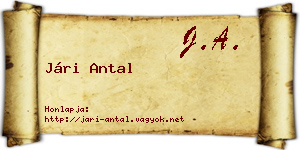 Jári Antal névjegykártya
